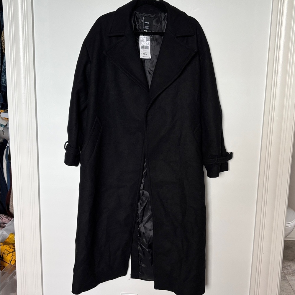Mango Olive Italian Wool Selection Long Coat, new with tags missing belt